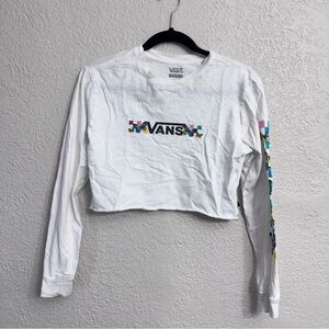 Vans White Long Sleeve Cropped Shirt Women’s XS Streetwear Skate Style